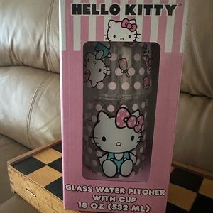 Hello Kitty glass water pitcher with cup .